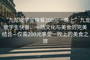 “九龍坡學(xué)生快餐200元一晚上”九龍坡學(xué)生快餐，一場(chǎng)文化與美食的完美結(jié)合—僅需200元享受一晚上的美食之旅
