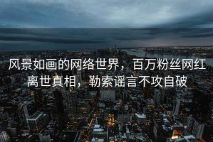 風(fēng)景如畫的網(wǎng)絡(luò)世界，百萬粉絲網(wǎng)紅離世真相，勒索謠言不攻自破