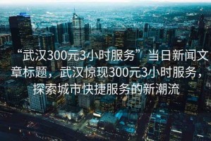 “武漢300元3小時(shí)服務(wù)”當(dāng)日新聞文章標(biāo)題，武漢驚現(xiàn)300元3小時(shí)服務(wù)，探索城市快捷服務(wù)的新潮流