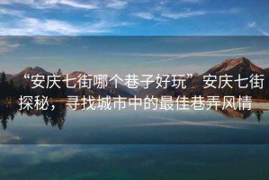 “安慶七街哪個巷子好玩”安慶七街探秘，尋找城市中的最佳巷弄風(fēng)情