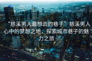 “慈溪男人最想去的巷子”慈溪男人心中的夢想之地，探索城市巷子的魅力之旅