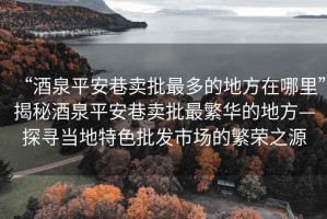 “酒泉平安巷賣批最多的地方在哪里”揭秘酒泉平安巷賣批最繁華的地方—探尋當(dāng)?shù)靥厣l(fā)市場的繁榮之源