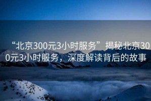 “北京300元3小時服務”揭秘北京300元3小時服務，深度解讀背后的故事