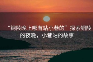 “銅陵晚上哪有站小巷的”探索銅陵的夜晚，小巷站的故事
