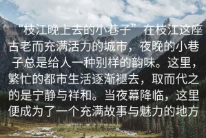 “枝江晚上去的小巷子”在枝江這座古老而充滿活力的城市，夜晚的小巷子總是給人一種別樣的韻味。這里，繁忙的都市生活逐漸褪去，取而代之的是寧靜與祥和。當(dāng)夜幕降臨，這里便成為了一個充滿故事與魅力的地方