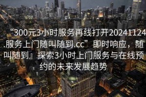 “300元3小時服務再線打開20241124.服務上門隨叫隨到.cc”即時響應，隨叫隨到』探索3小時上門服務與在線預約的未來發(fā)展趨勢