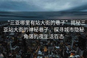 “三亞哪里有站大街的巷子”揭秘三亞站大街的神秘巷子，探尋城市隱秘角落的夜生活百態(tài)