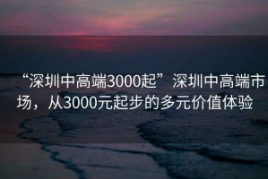 “深圳中高端3000起”深圳中高端市場，從3000元起步的多元價值體驗