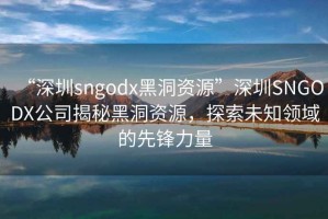 “深圳sngodx黑洞資源”深圳SNGODX公司揭秘黑洞資源，探索未知領(lǐng)域的先鋒力量