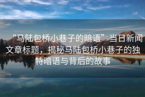 “馬陸包橋小巷子的暗語”當(dāng)日新聞文章標(biāo)題，揭秘馬陸包橋小巷子的獨(dú)特暗語與背后的故事