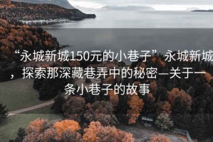 “永城新城150元的小巷子”永城新城，探索那深藏巷弄中的秘密—關(guān)于一條小巷子的故事