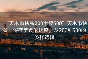 “天水市快餐200半夜500”天水市快餐，深夜美食的誘惑，從200到500的多樣選擇