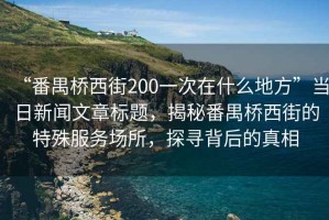 “番禺橋西街200一次在什么地方”當(dāng)日新聞文章標(biāo)題，揭秘番禺橋西街的特殊服務(wù)場所，探尋背后的真相