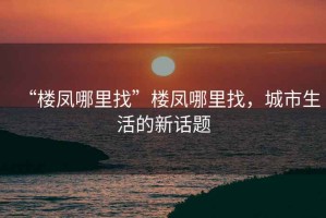 “樓鳳哪里找”樓鳳哪里找，城市生活的新話題