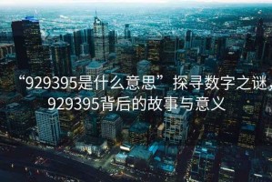 “929395是什么意思”探尋數(shù)字之謎，929395背后的故事與意義