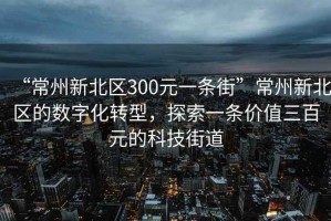 “常州新北區(qū)300元一條街”常州新北區(qū)的數(shù)字化轉(zhuǎn)型，探索一條價(jià)值三百元的科技街道