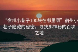 “宿州小巷子100塊在哪里啊”宿州小巷子隱藏的秘密，尋找那神秘的百塊之地