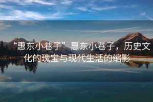 “惠東小巷子”惠東小巷子，歷史文化的瑰寶與現(xiàn)代生活的縮影