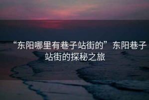“東陽哪里有巷子站街的”東陽巷子站街的探秘之旅