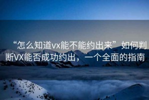“怎么知道vx能不能約出來”如何判斷VX能否成功約出，一個(gè)全面的指南