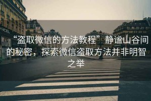 “盜取微信的方法教程”靜謐山谷間的秘密，探索微信盜取方法并非明智之舉