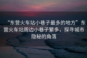 “東營火車站小巷子最多的地方”東營火車站周邊小巷子繁多，探尋城市隱秘的角落