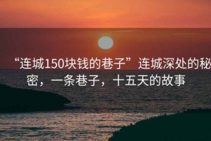 “連城150塊錢的巷子”連城深處的秘密，一條巷子，十五天的故事