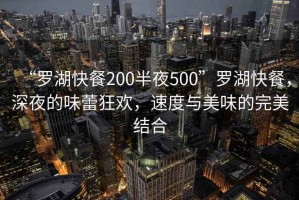 “羅湖快餐200半夜500”羅湖快餐，深夜的味蕾狂歡，速度與美味的完美結(jié)合