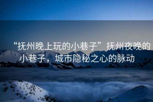 “撫州晚上玩的小巷子”撫州夜晚的小巷子，城市隱秘之心的脈動