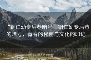 “銅仁幼專后巷暗號”銅仁幼專后巷的暗號，青春的秘密與文化的印記