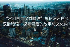 “常州白金漢爵暗語”揭秘常州白金漢爵暗語，探尋背后的故事與文化內(nèi)涵