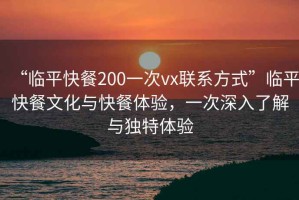 “臨平快餐200一次vx聯(lián)系方式”臨平快餐文化與快餐體驗(yàn)，一次深入了解與獨(dú)特體驗(yàn)