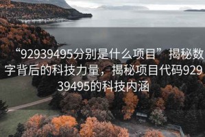 “92939495分別是什么項(xiàng)目”揭秘?cái)?shù)字背后的科技力量，揭秘項(xiàng)目代碼92939495的科技內(nèi)涵