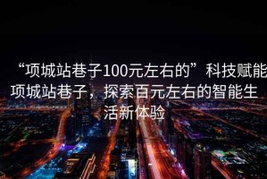 “項城站巷子100元左右的”科技賦能項城站巷子，探索百元左右的智能生活新體驗