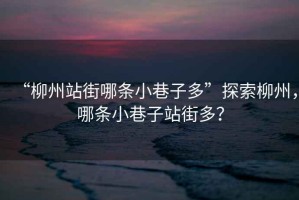 “柳州站街哪條小巷子多”探索柳州，哪條小巷子站街多？