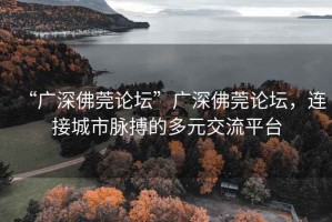 “廣深佛莞論壇”廣深佛莞論壇，連接城市脈搏的多元交流平臺(tái)