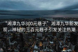 “湘潭九華300元巷子”湘潭九華新發(fā)現(xiàn)，神秘的三百元巷子引發(fā)關(guān)注熱潮