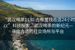 “武漢喝茶1130.去哪里找合適24小時(shí).cc”科技探索，武漢喝茶的新紀(jì)元—尋找合適的社交場(chǎng)所與平臺(tái)