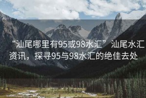 “汕尾哪里有95或98水匯”汕尾水匯資訊，探尋95與98水匯的絕佳去處