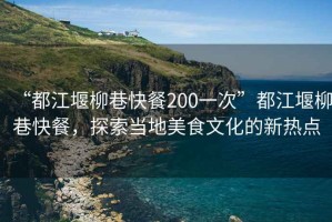 “都江堰柳巷快餐200一次”都江堰柳巷快餐，探索當(dāng)?shù)孛朗澄幕男聼狳c(diǎn)