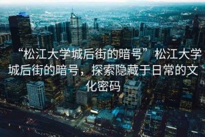 “松江大學城后街的暗號”松江大學城后街的暗號，探索隱藏于日常的文化密碼