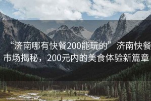 “濟南哪有快餐200能玩的”濟南快餐市場揭秘，200元內的美食體驗新篇章