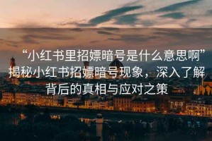“小紅書(shū)里招嫖暗號(hào)是什么意思啊”揭秘小紅書(shū)招嫖暗號(hào)現(xiàn)象，深入了解背后的真相與應(yīng)對(duì)之策