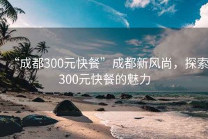“成都300元快餐”成都新風(fēng)尚，探索300元快餐的魅力