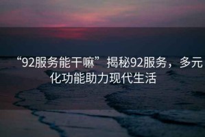 “92服務能干嘛”揭秘92服務，多元化功能助力現(xiàn)代生活