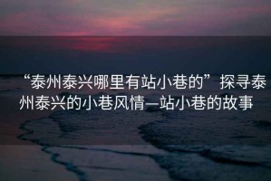 “泰州泰興哪里有站小巷的”探尋泰州泰興的小巷風(fēng)情—站小巷的故事
