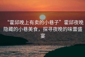 “霍邱晚上有賣的小巷子”霍邱夜晚隱藏的小巷美食，探尋夜晚的味蕾盛宴