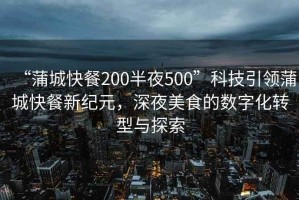 “蒲城快餐200半夜500”科技引領(lǐng)蒲城快餐新紀(jì)元，深夜美食的數(shù)字化轉(zhuǎn)型與探索