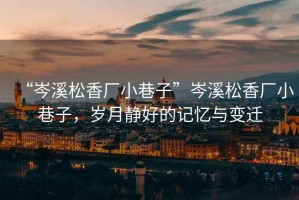 “岑溪松香廠小巷子”岑溪松香廠小巷子，歲月靜好的記憶與變遷