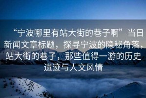 “寧波哪里有站大街的巷子啊”當(dāng)日新聞文章標(biāo)題，探尋寧波的隱秘角落，站大街的巷子，那些值得一游的歷史遺跡與人文風(fēng)情